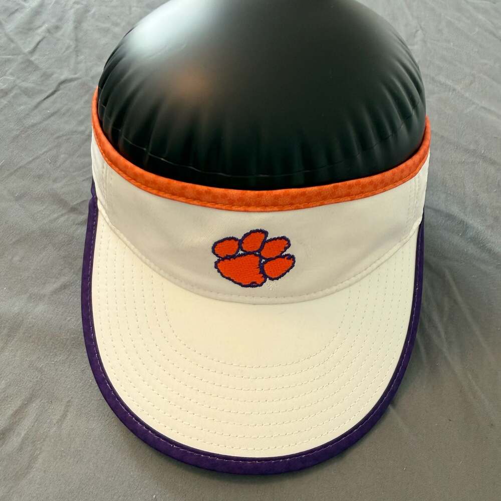 Clemson Tigers Top of the World Golf Visor White Purple Orange